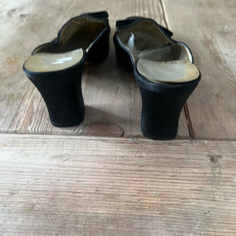 Salvatore Ferragamo Black and Gold Mules - Picture 10 of 15